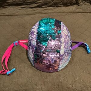 Colorful Sequin Helmet with Pink / Purple Straps